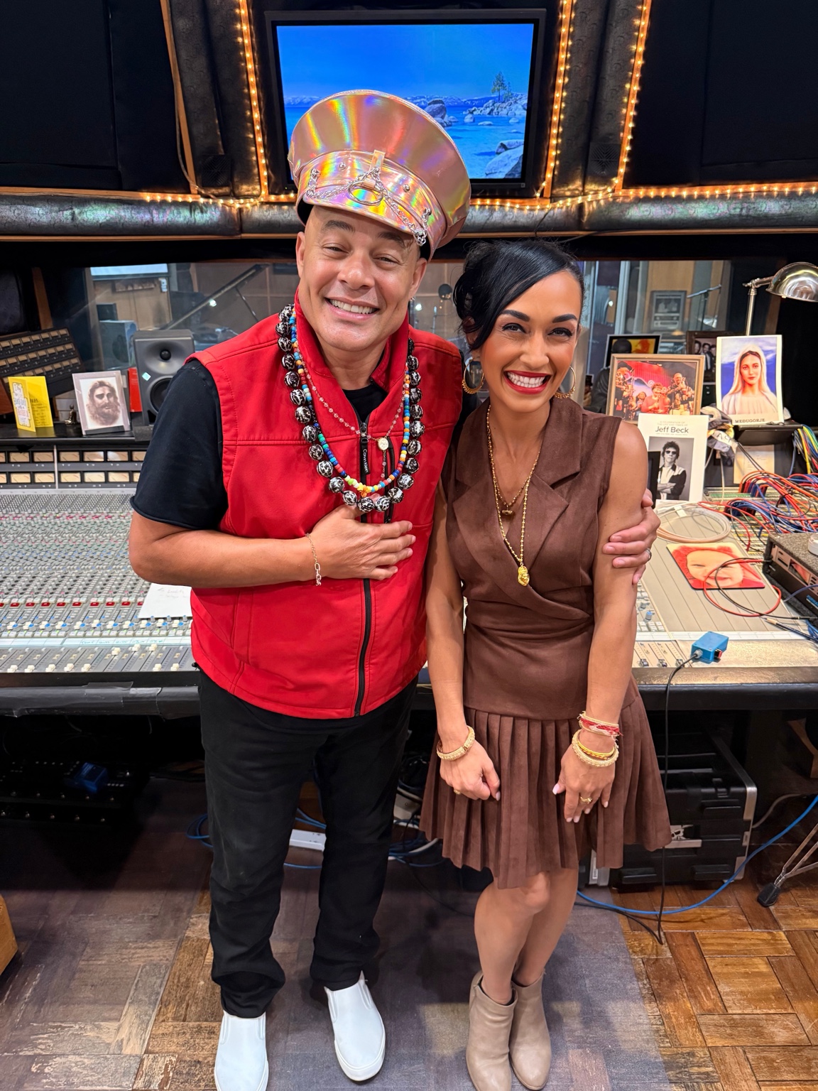 Jacqui Goff and Narada Michael Walden together in a recording studio